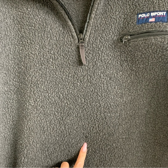 Vintage 90s Polo Ralph Lauren Sport Fleece Jacket Men’s XL Gray 1/4 Zip Logo USA - Picture 8 of 14